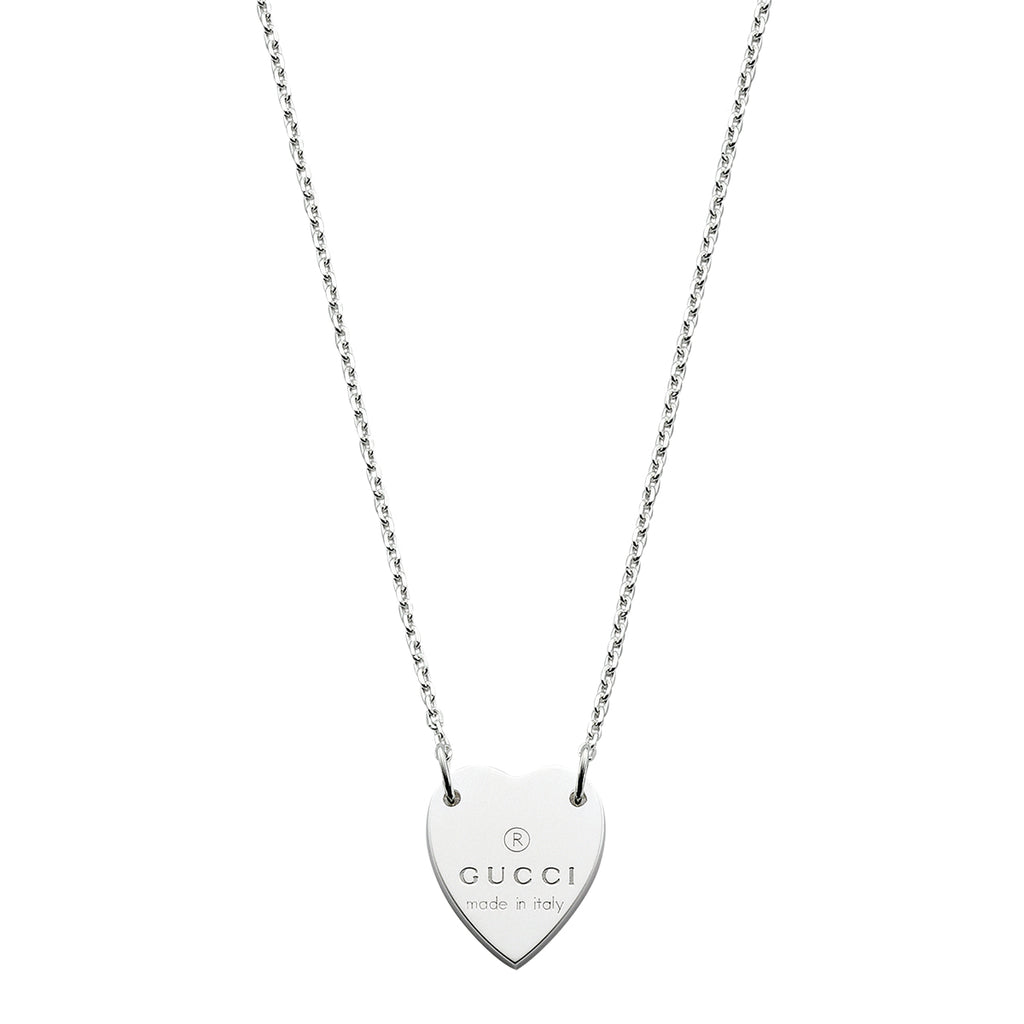 Gucci Trademark Silver Heart Necklace YBB22351200100U