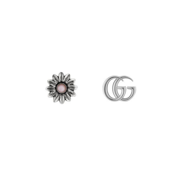 Gucci GG Marmont Silver Pink Floral Earrings YBD52734400200U