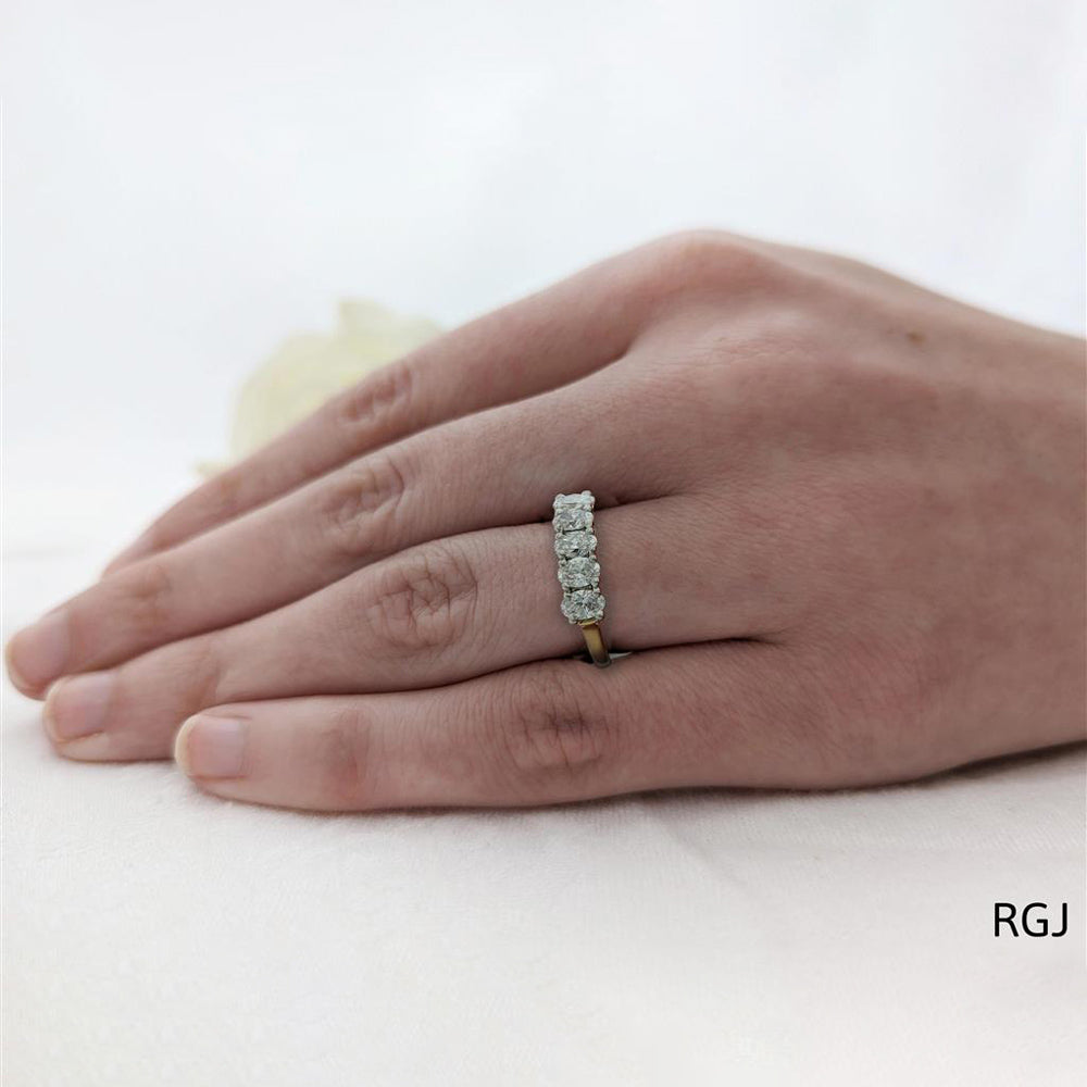 The Windsor 18ct Yellow Gold 0.95ct Oval Cut Diamond Five Stone Ring