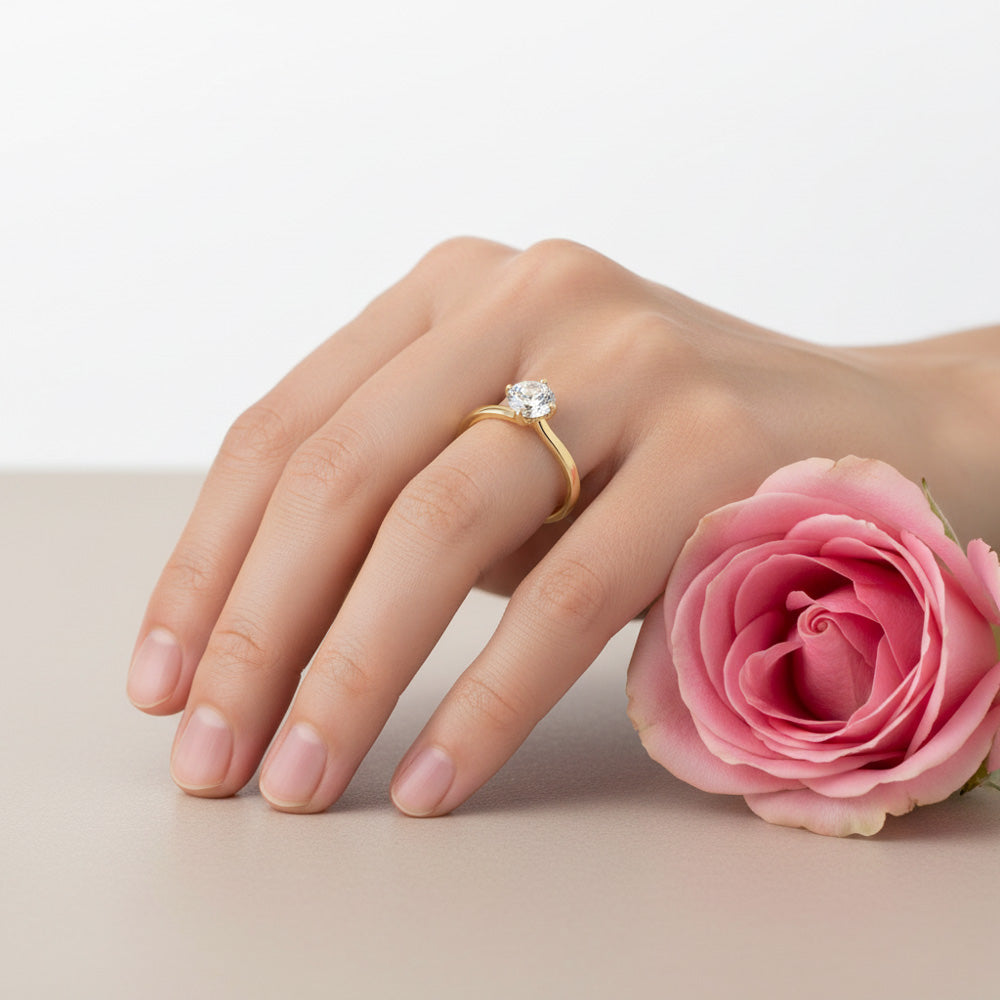 The Rose 18ct Yellow Gold 0.40ct Round Brilliant Cut Diamond Solitaire Engagement Ring