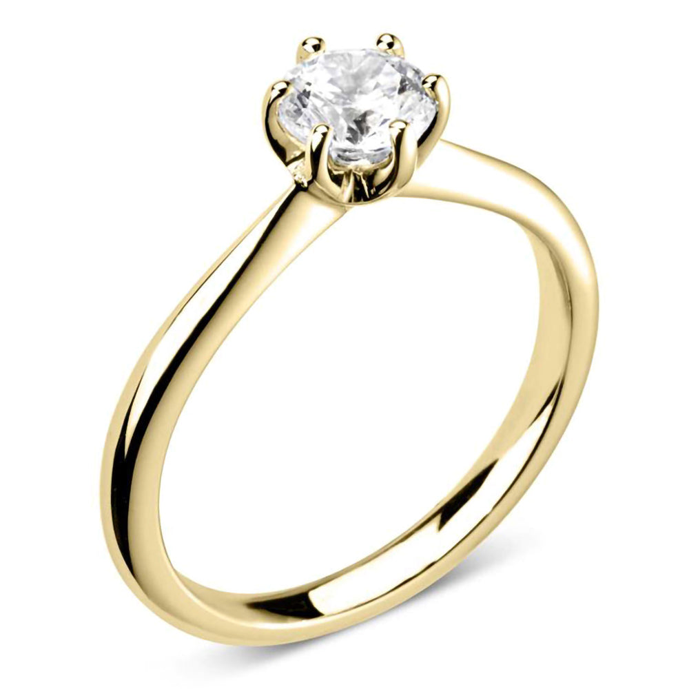 The Sunflower 18ct Yellow Gold 0.50ct Round Brilliant Cut Diamond Solitaire Engagement Ring