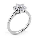 Platinum 0.75ct Round Brilliant Cut Diamond Seven Stone Flower Engagement Ring
