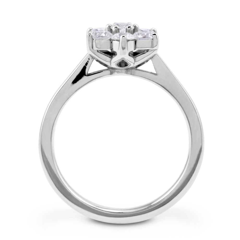 Platinum 0.50ct Round Brilliant Cut Diamond Seven Stone Flower Ring