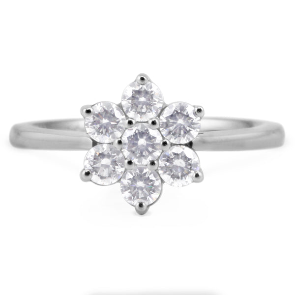 Platinum 0.50ct Round Brilliant Cut Diamond Seven Stone Flower Ring