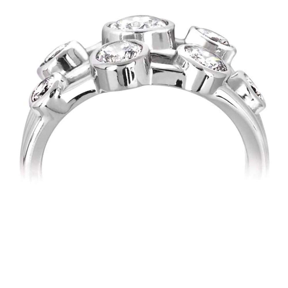 Platinum 1.00ct Seven Stone Diamond Bubble Ring
