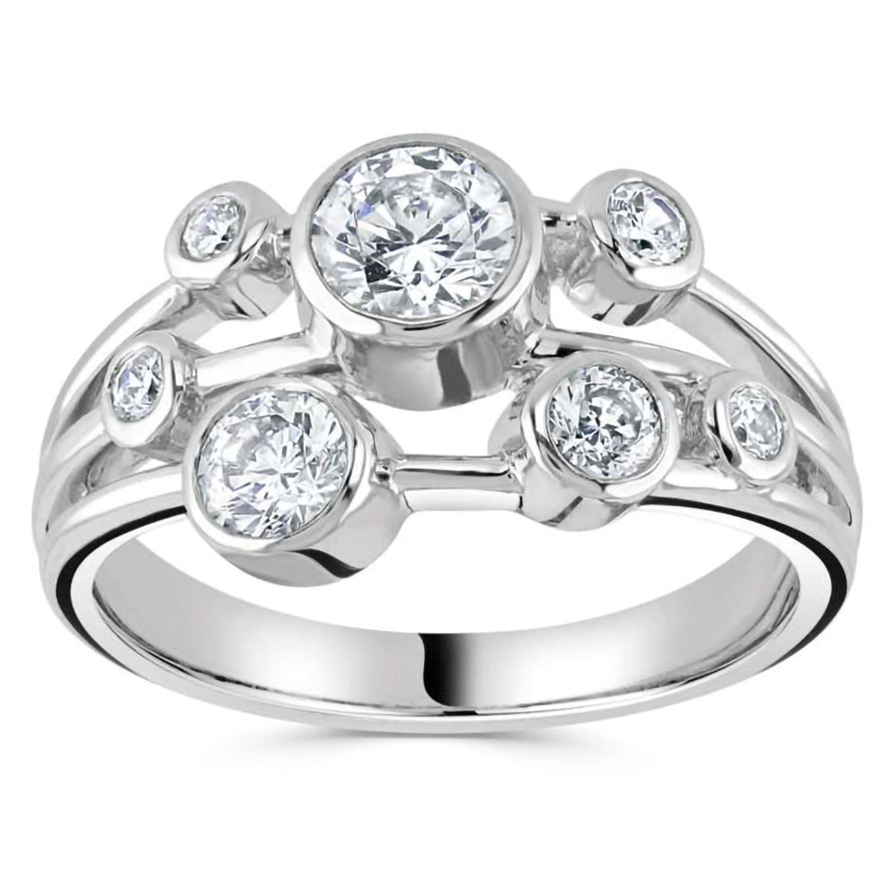 Platinum 1.00ct Seven Stone Diamond Bubble Ring