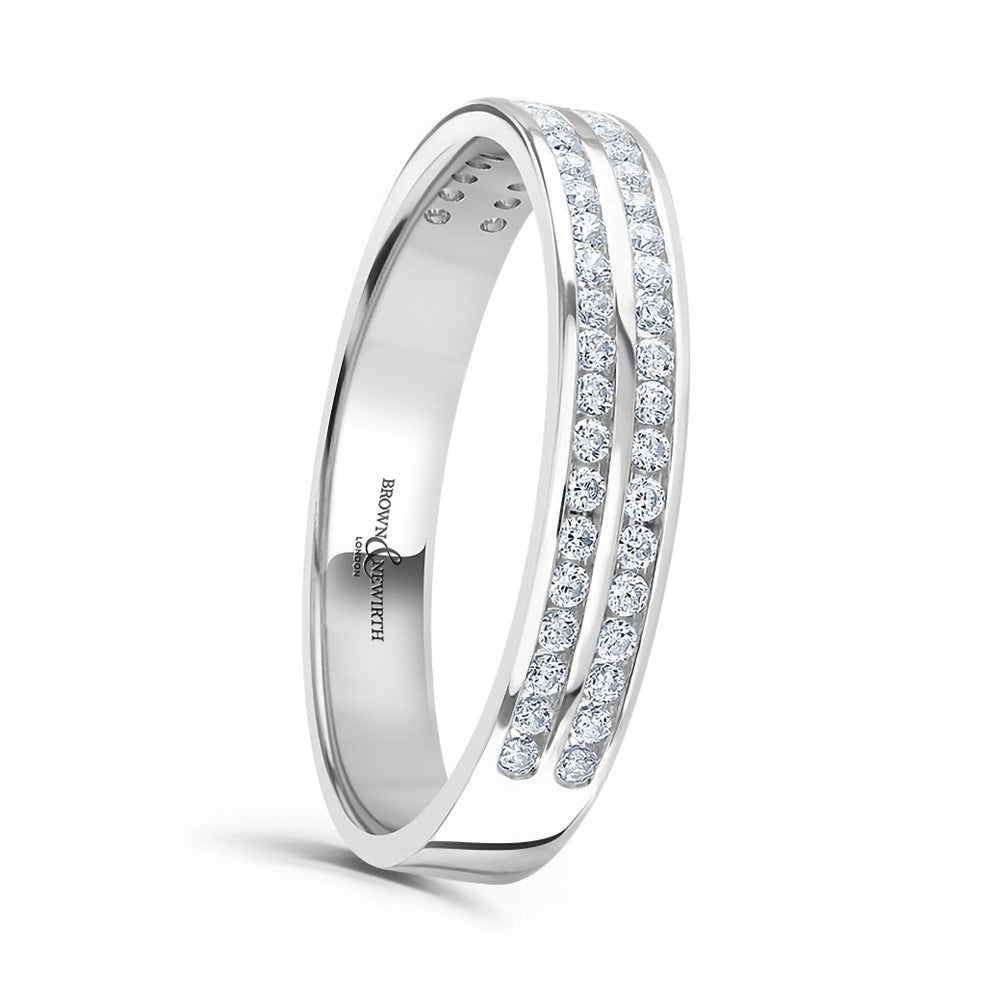 Platinum 0.25ct Round Brilliant Cut Diamond Double Row Channel Set Half Eternity Ring