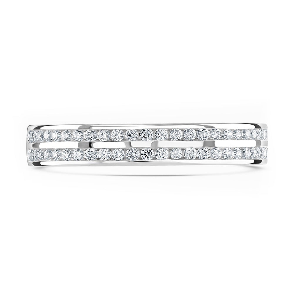 Platinum 0.25ct Round Brilliant Cut Diamond Double Row Channel Set Half Eternity Ring