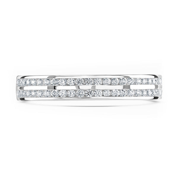 Platinum 0.25ct Round Brilliant Cut Diamond Double Row Channel Set Half Eternity Ring