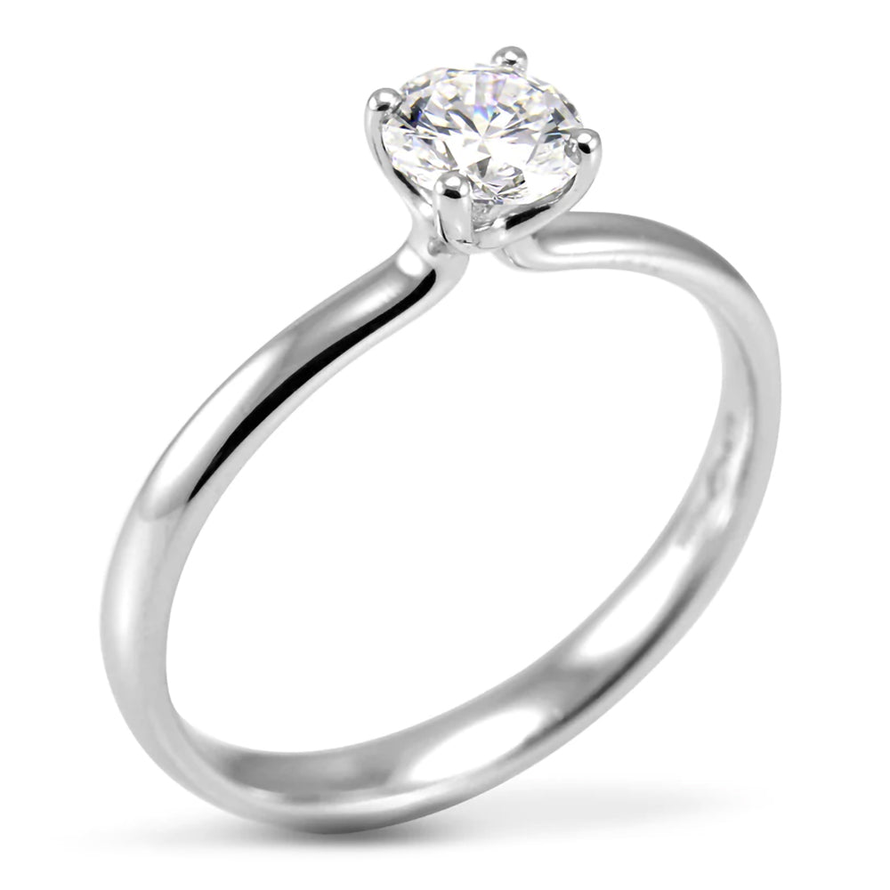 The Clover Platinum 0.30ct Round Brilliant Cut Diamond Solitaire Engagement Ring