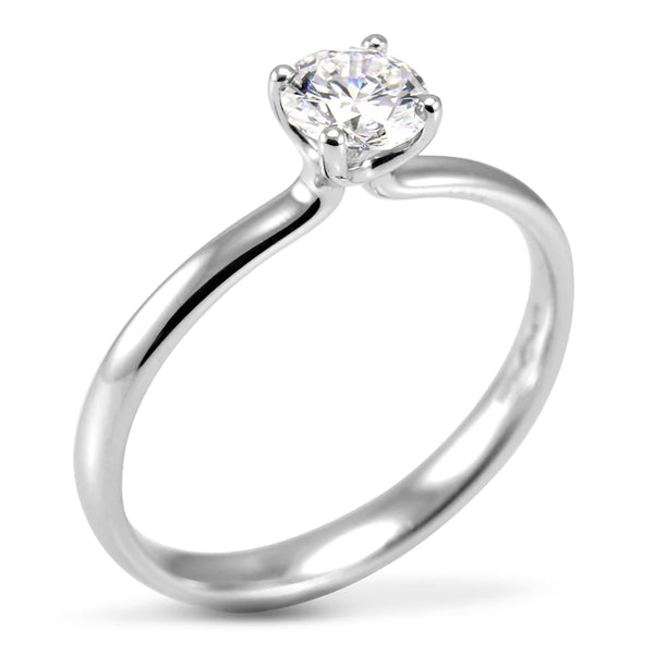 The Clover Platinum 0.30ct Round Brilliant Cut Diamond Solitaire Engagement Ring
