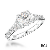 The Valentia Platinum 0.42ct Round Brilliant Cut Diamond Solitaire Engagement Ring With 0.22ct Diamond Set Shoulders
