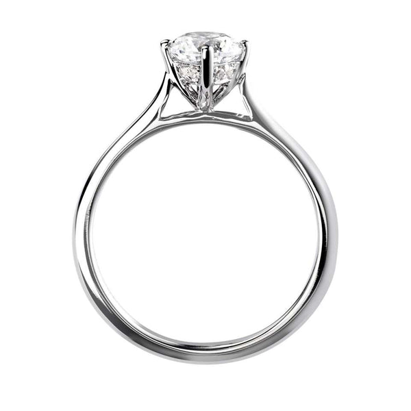 The Bluebell Platinum 0.30ct Round Brilliant Cut Diamond Solitaire Engagement Ring With 0.02ct Diamond Detailing