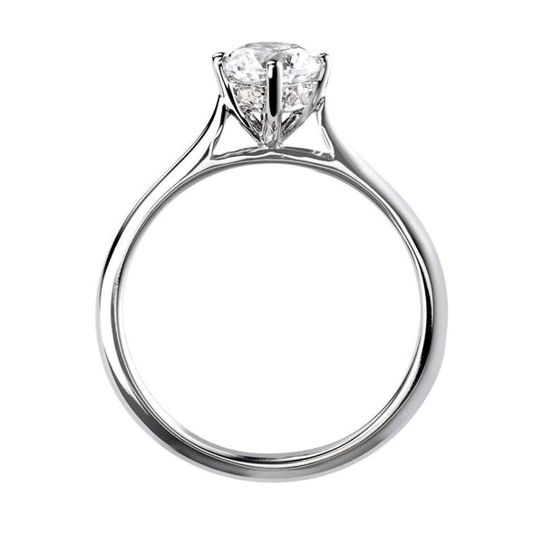 The Bluebell Platinum Round Brilliant Cut Diamond Solitaire Engagement Ring With Diamond Detailing