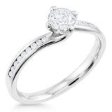 The Kalmia Platinum Round Brilliant Cut Diamond Solitaire Engagement Ring With Diamond Set Shoulders