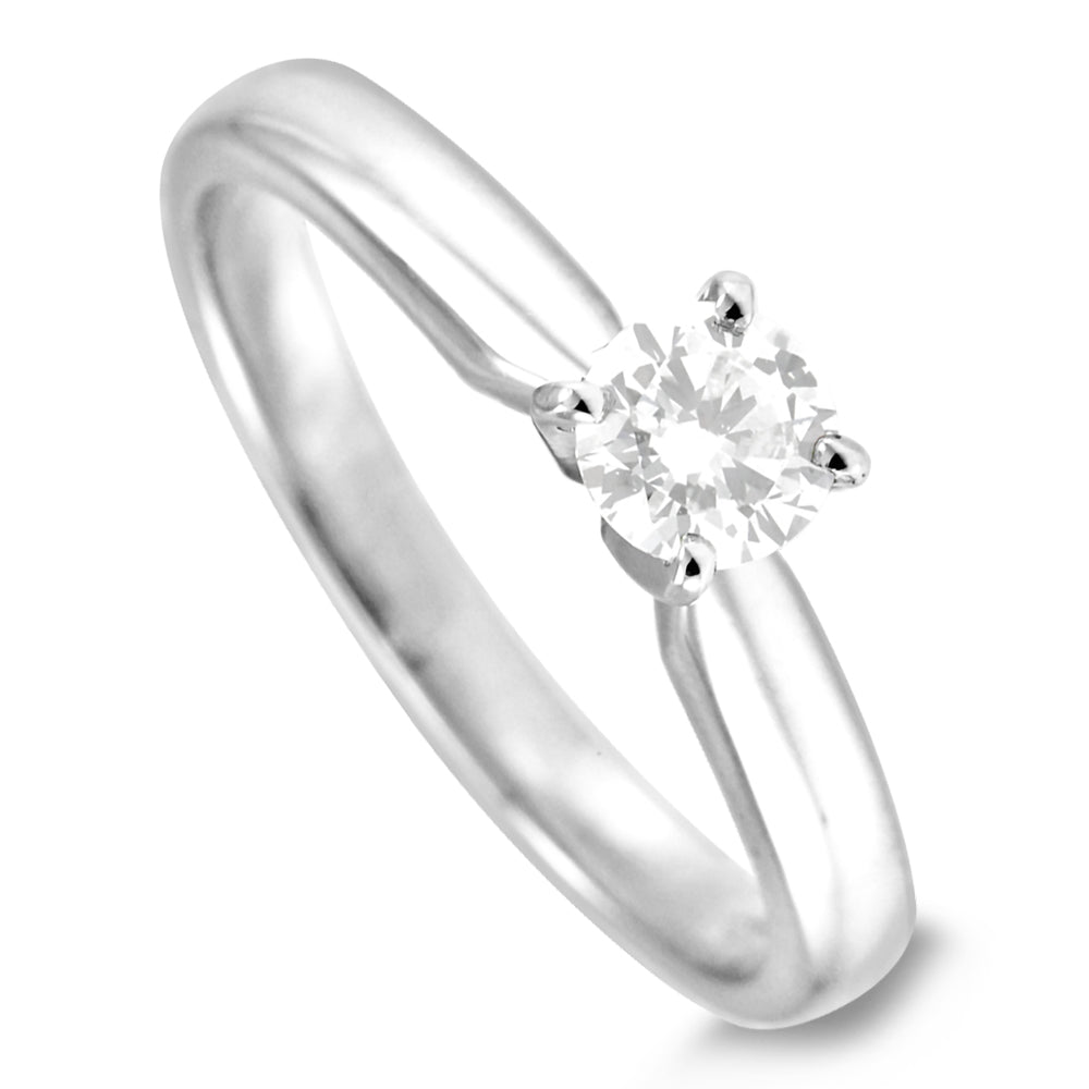 The Delphinium Platinum 0.30ct Round Brilliant Cut Diamond Solitaire Engagement Ring