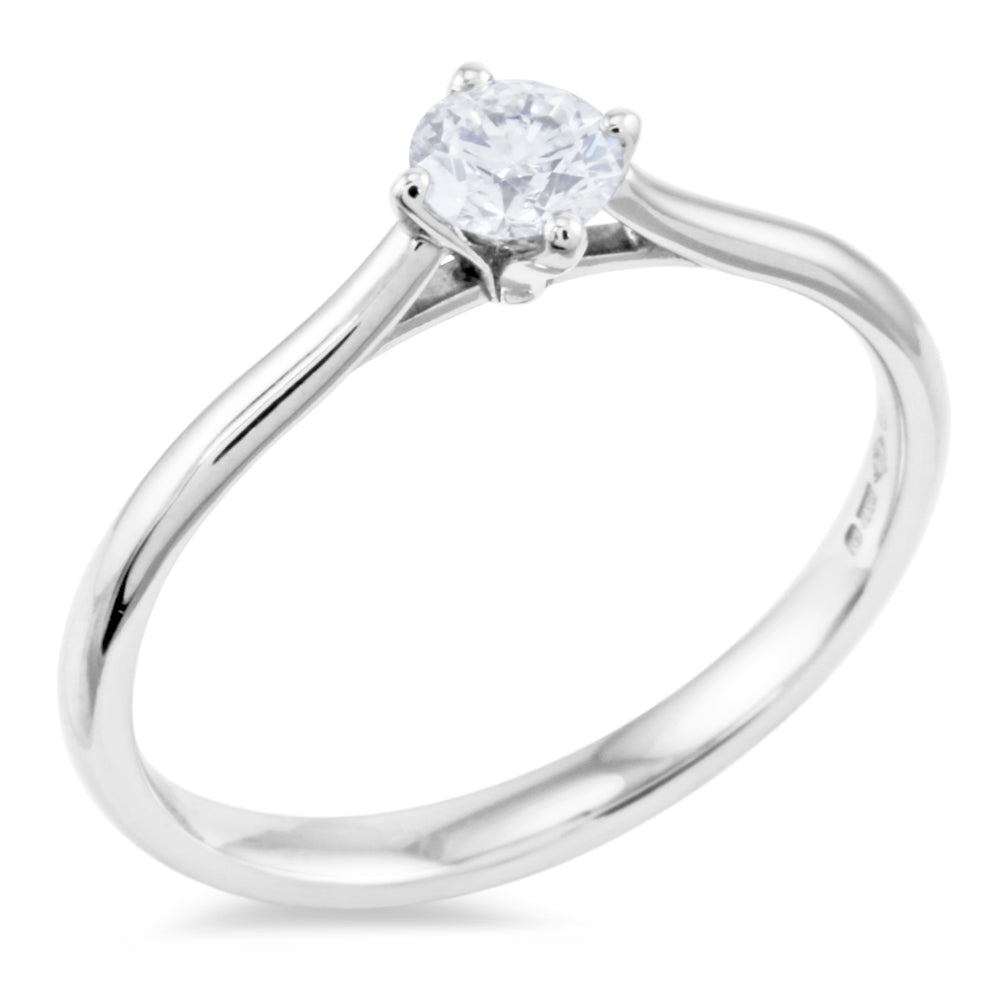 The Tuberose Platinum Round Brilliant Cut Diamond Solitaire Engagement Ring