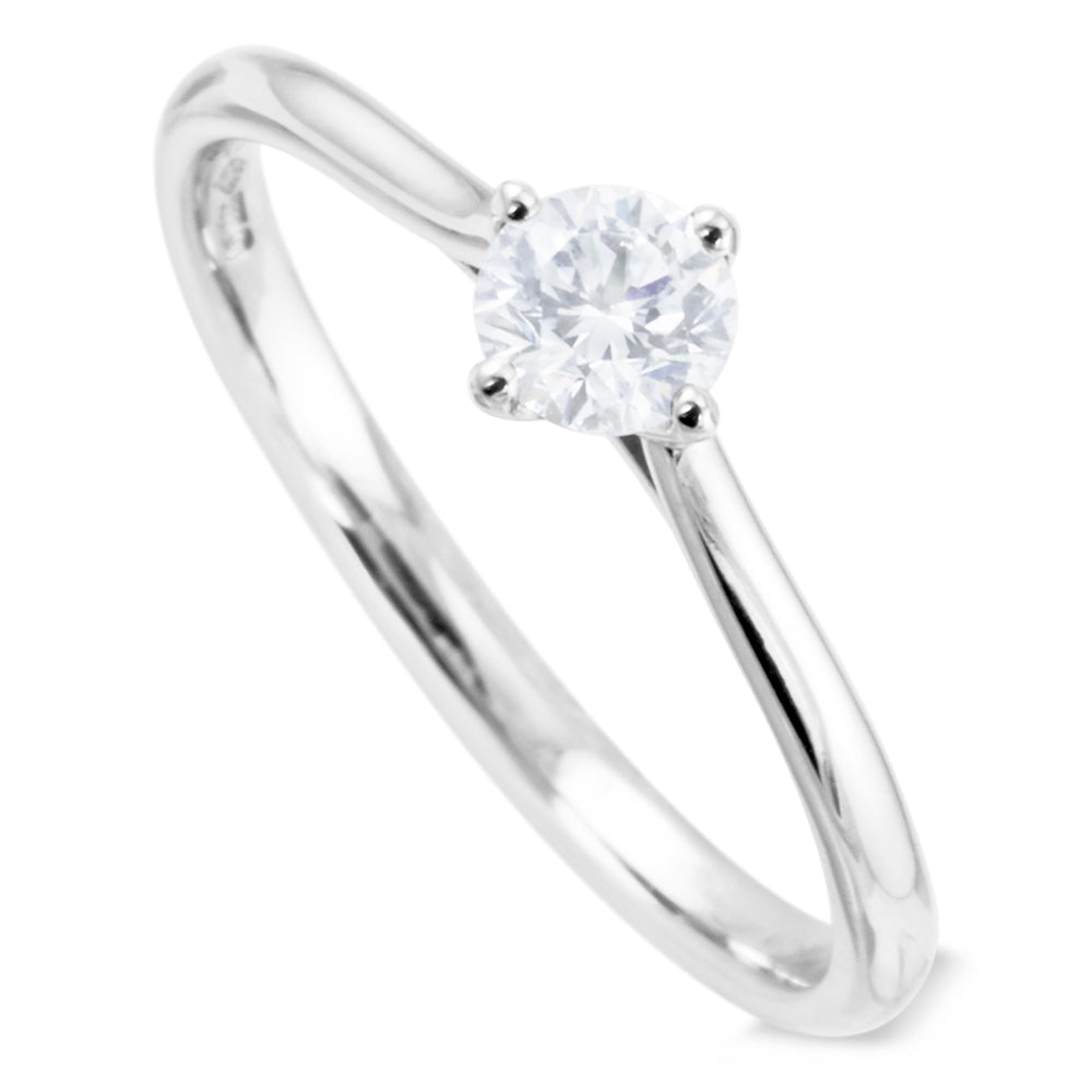 The Tuberose Platinum Round Brilliant Cut Diamond Solitaire Engagement Ring