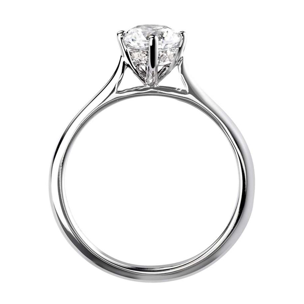 The Bluebell Platinum 0.41ct Round Brilliant Cut Diamond Solitaire Engagement Ring With 0.02ct Diamond Detailing