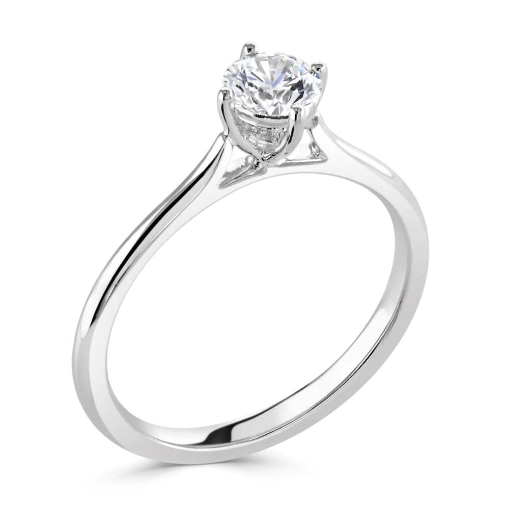 The Bluebell Platinum 0.41ct Round Brilliant Cut Diamond Solitaire Engagement Ring With 0.02ct Diamond Detailing