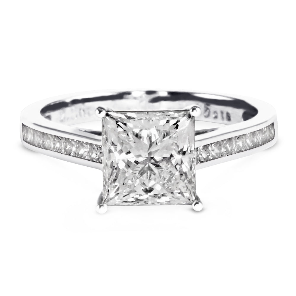Platinum 2.26ct Princess Cut Diamond Set Shoulders Engagement Ring
