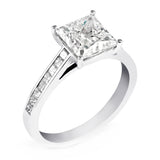 Platinum 2.26ct Princess Cut Diamond Set Shoulders Engagement Ring