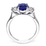 Platinum 1.96ct Radiant Cut Sapphire and 0.81ct Diamond Three Stone Engagement Ring
