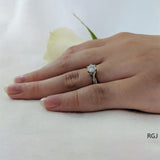 The Rona Six Claw Platinum 0.40ct Round Brilliant Cut Diamond Solitaire Engagement Ring With 0.04ct Diamond Detailing