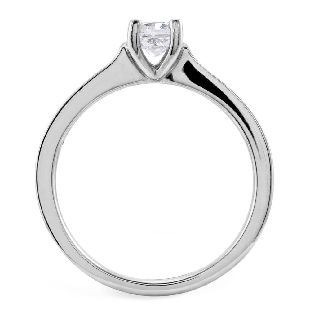 The Waterlily Platinum 0.70ct Cushion Cut Diamond Solitaire Engagement Ring With 0.21ct Diamond Set Shoulders