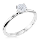 The Anemone Platinum Round Brilliant Cut Diamond Solitaire Engagement Ring With Diamond Detailing