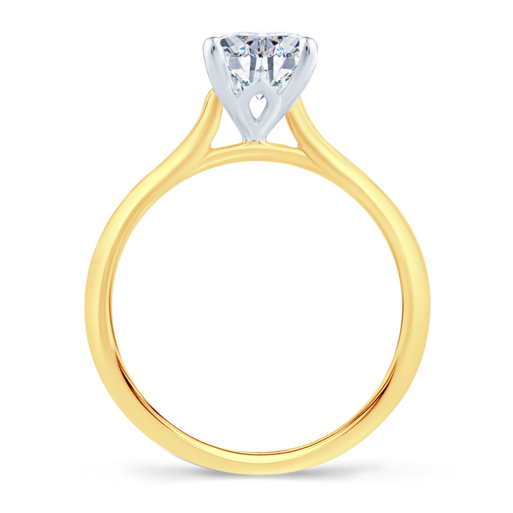 18ct Yellow And White Gold 1.00ct Pear Cut Diamond Solitaire Engagement Ring