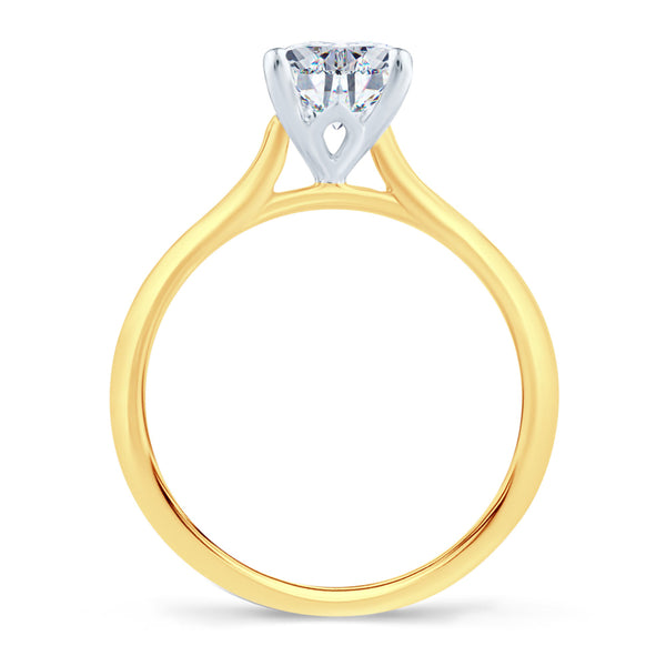 18ct Yellow And White Gold 1.00ct Pear Cut Diamond Solitaire Engagement Ring