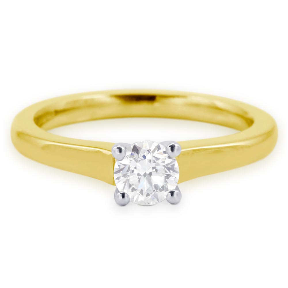 The Violet 18ct Yellow Gold And Platinum Round Brilliant Cut Diamond Solitaire Engagement Ring