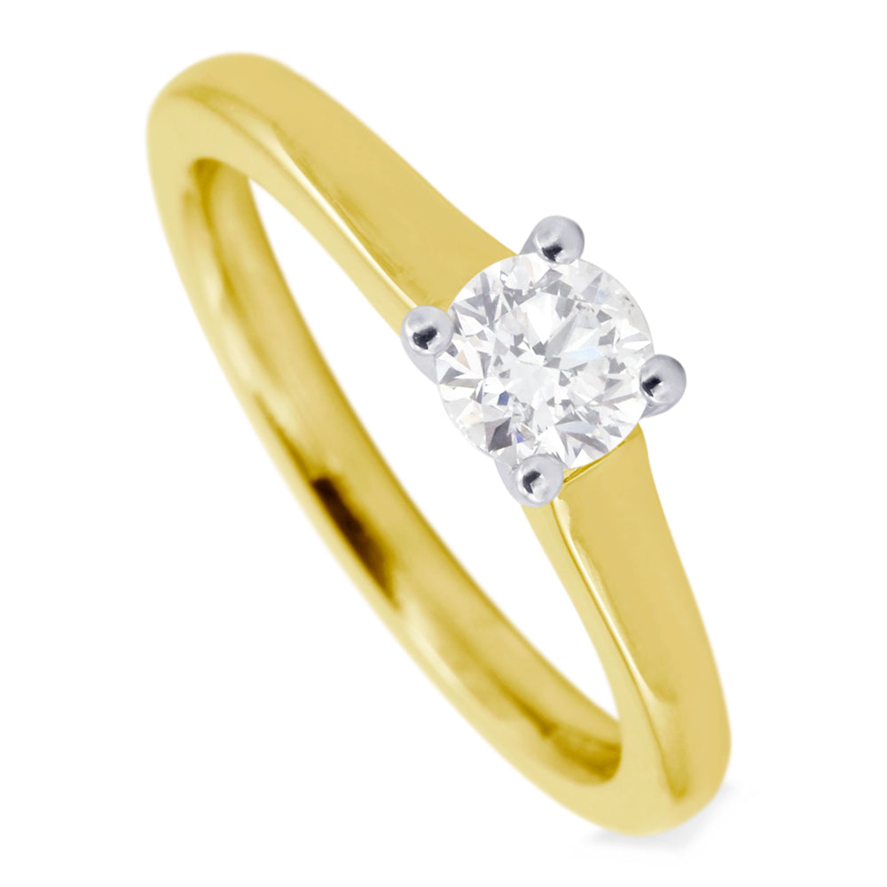 The Violet 18ct Yellow Gold 0.50ct Round Brilliant Cut Diamond Solitaire Engagement Ring