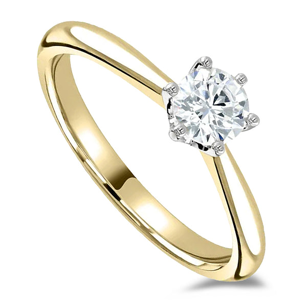The Sunflower 18ct Yellow Gold 0.50ct Round Brilliant Cut Diamond Solitaire Engagement Ring