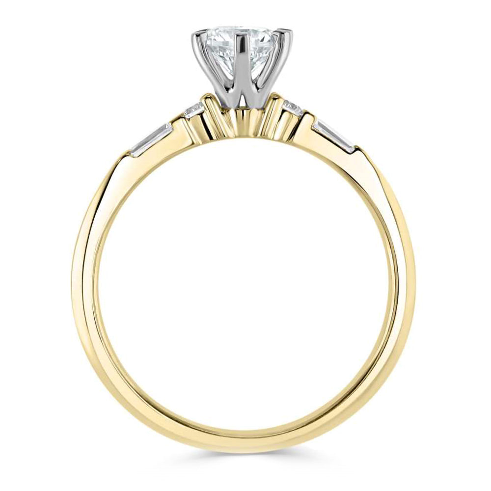 The Gloriosa 18ct Yellow Gold 0.50ct Round Brilliant Cut Diamond Solitaire Engagement Ring With 0.15ct Diamond Set Shoulders