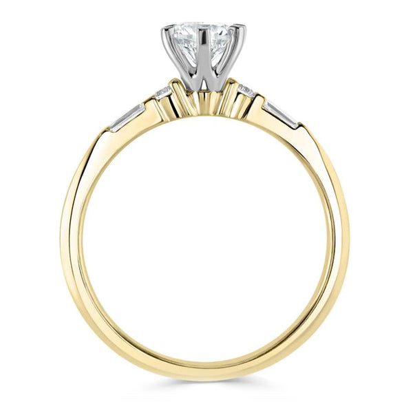 The Gloriosa 18ct Yellow Gold 0.50ct Round Brilliant Cut Diamond Solitaire Engagement Ring With 0.15ct Diamond Set Shoulders