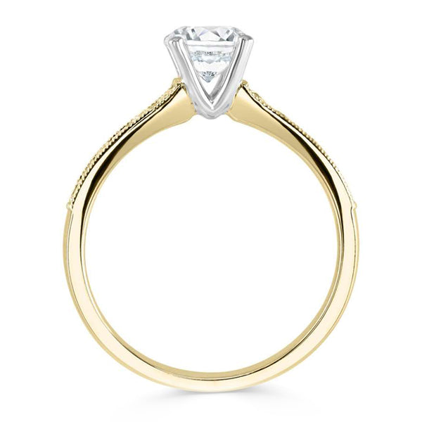 The Cassia 18ct Yellow Gold 0.40ct Round Brilliant Cut Diamond Solitaire Engagement Ring With 0.18ct Diamond Set Shoulders