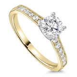 The Cassia 18ct Yellow Gold 0.40ct Round Brilliant Cut Diamond Solitaire Engagement Ring With 0.18ct Diamond Set Shoulders