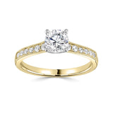 The Cassia 18ct Yellow Gold And Platinum Round Brilliant Cut Diamond Solitaire Engagement Ring With Diamond Set Shoulders