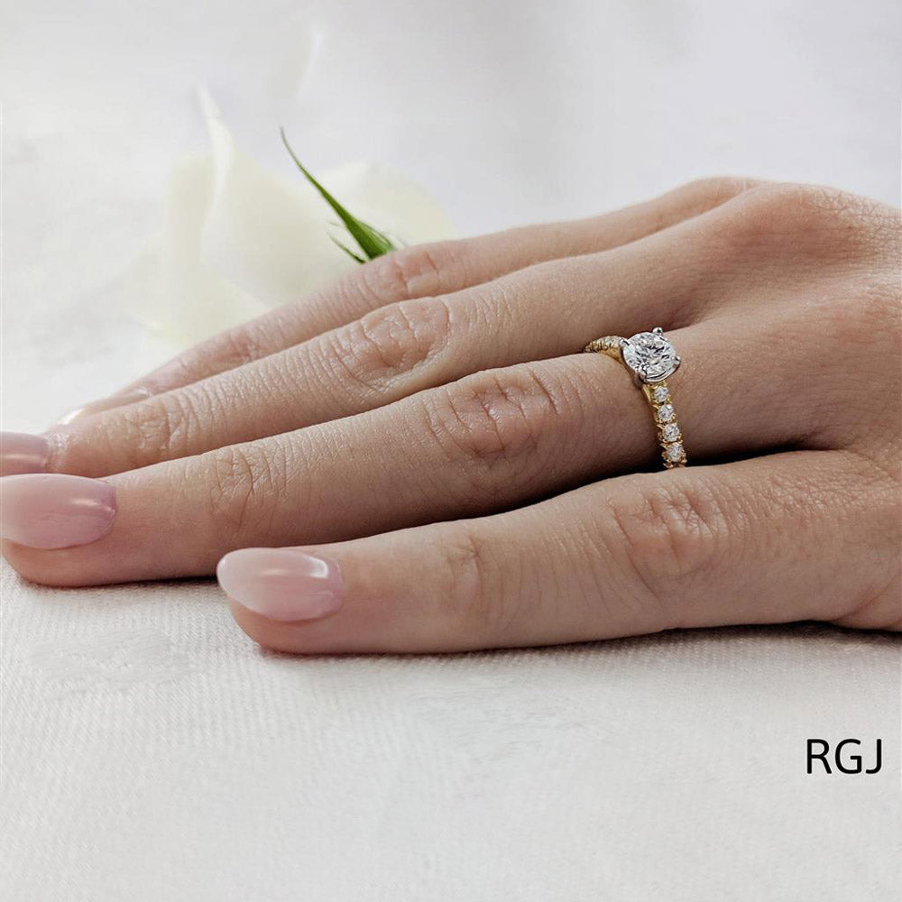 The Skye Classic 18ct Yellow Gold 0.50ct Round Brilliant Cut Diamond Solitaire Engagement Ring With 0.26ct Diamond Set Shoulders