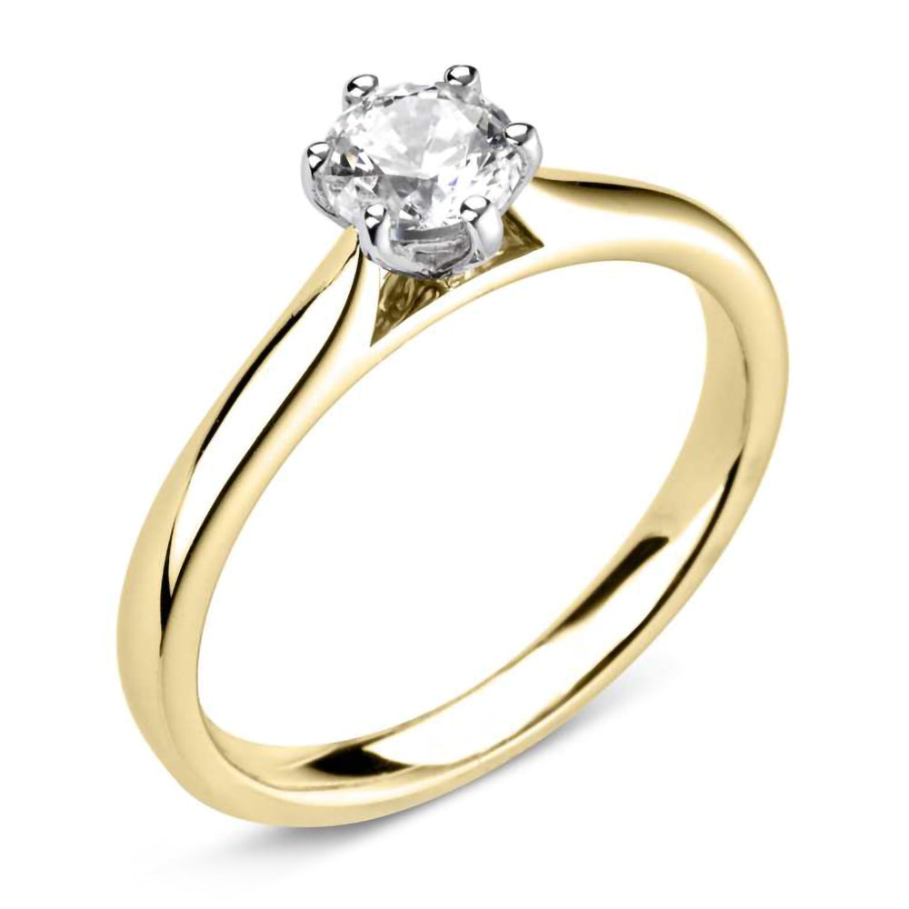 The Poppy 18ct Yellow Gold 0.50ct Round Brilliant Cut Diamond Solitaire Engagement Ring