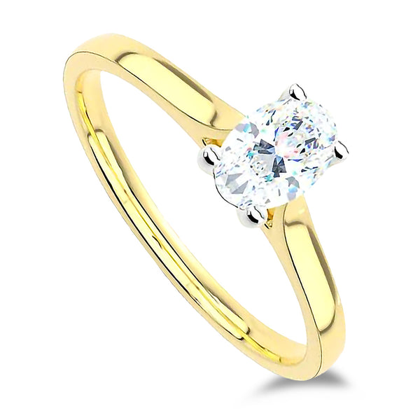 The Forever 18ct Yellow Gold 0.90ct Oval Cut Diamond Solitaire Engagement Ring