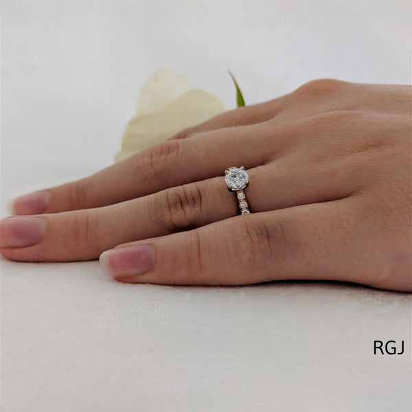 The Skye Classic 18ct Rose Gold 0.50ct Round Brilliant Cut Diamond Solitaire Engagement Ring With 0.26ct Diamond Set Shoulders