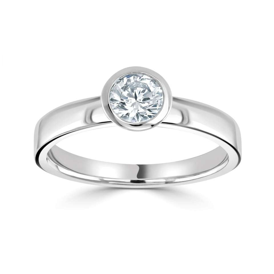 The Flora Platinum 0.90ct Round Brilliant Cut Diamond Solitaire Engagement Ring