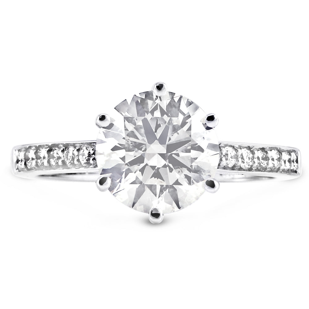 Platinum 2.22ct Round Brilliant Cut Diamond Set Shoulders Engagement Ring