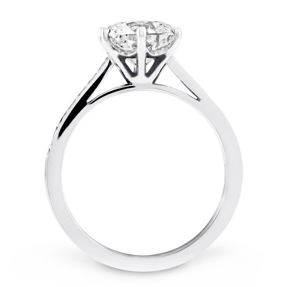 Platinum 2.22ct Round Brilliant Cut Diamond Set Shoulders Engagement Ring