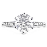 Platinum 2.22ct Round Brilliant Cut Diamond Set Shoulders Engagement Ring