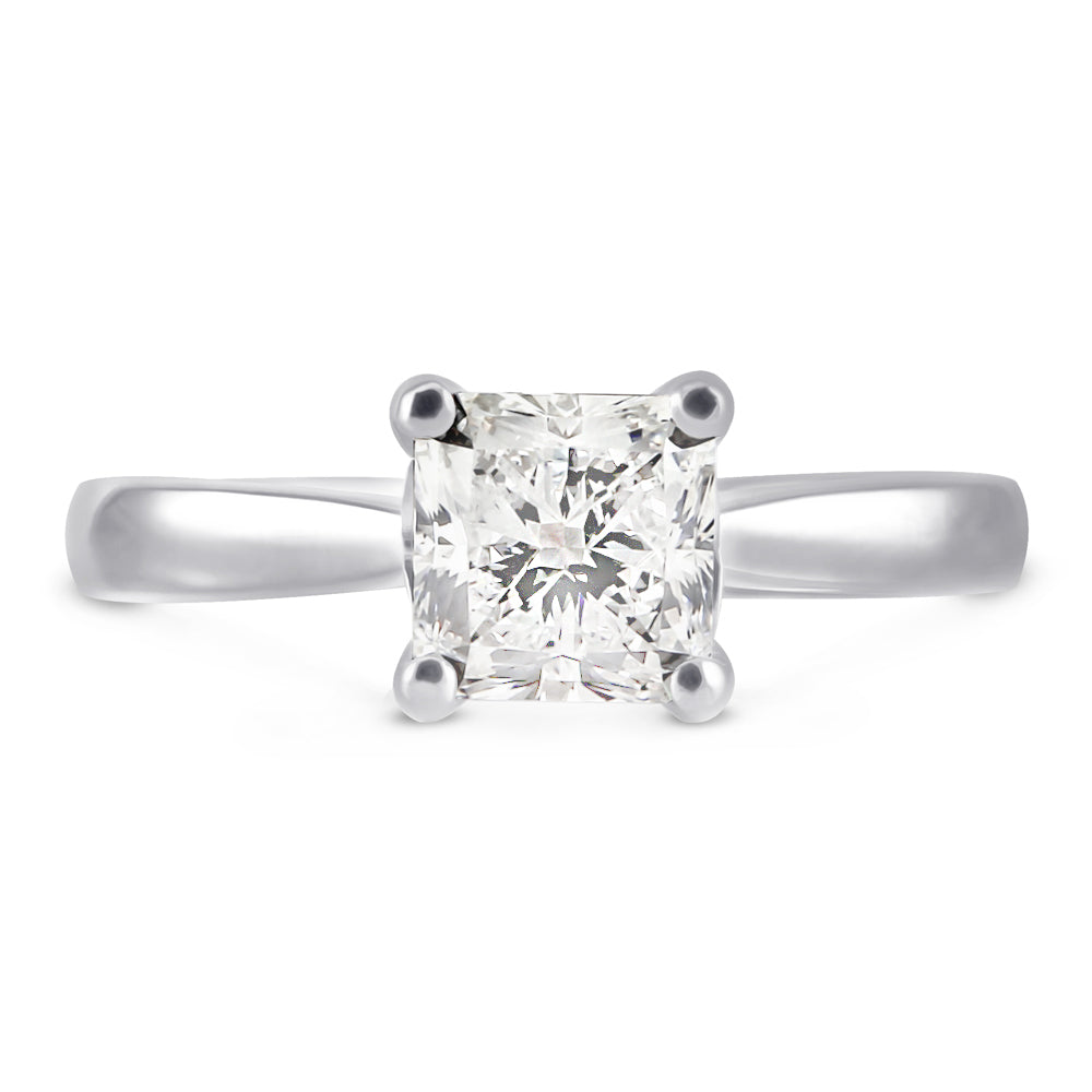 Platinum 1.50ct Radiant Cut Diamond Solitaire Engagement Ring