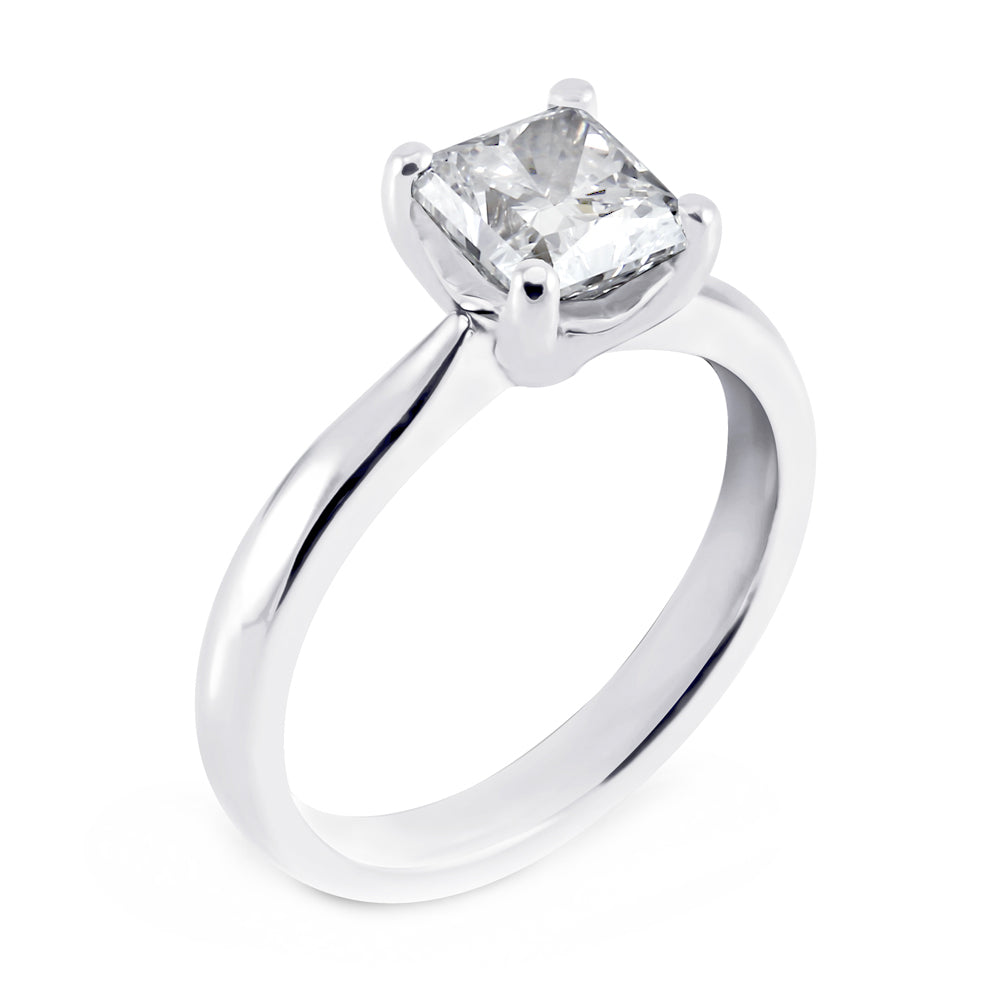 Platinum 1.50ct Radiant Cut Diamond Solitaire Engagement Ring